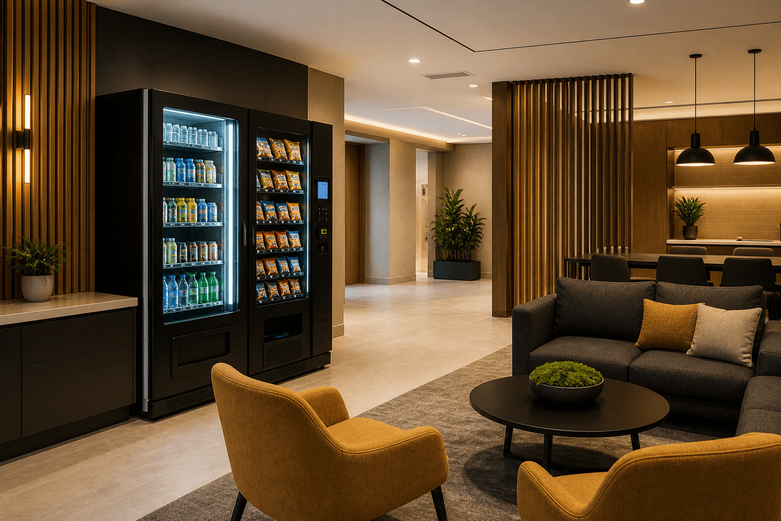Smart vending setup in an apartment lounge